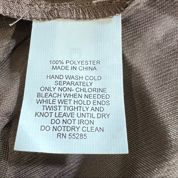 Express Brown Satin Pleated Handkerchief Hem Goddess Slip Dress … - Picture 8 of 9